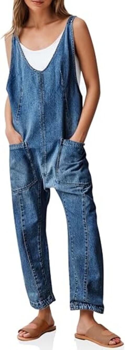 PLNOTME Women’s Denim Overall Jumpsuit Sleeveless Adjustable Straps New